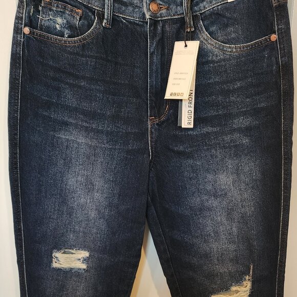 Judy Blue‎ High Rise Rigid Magic Distressed Straight Jeans Size 9 **New** - Picture 2 of 7